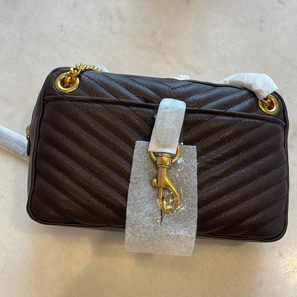 SOLD!!!!! NWT REBECCA MINKOFF EDIE ZIP SHOULDER LEATHER BAG IN CIGARO - Picture 5 of 12